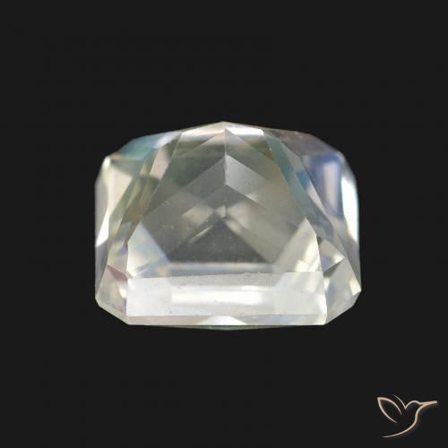 Pedra da Lua Arco-Íris Branco azulado Natural 1.99ct, Corte Octógono / Esmeralda, VVS