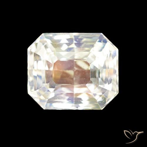 2.55ct Natural Branco multicor Pedra da Lua Arco-Íris, Corte Esmeralda, VVS