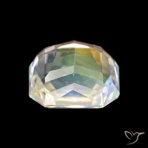 Pedra da Lua Arco-Íris Branco multicor Natural 2.55ct, Corte Octógono / Esmeralda, VVS