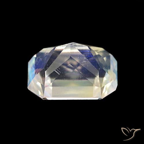 Pedra da Lua Arco-Íris Branco multicor Natural 1.91ct, Corte Octógono / Esmeralda, VS