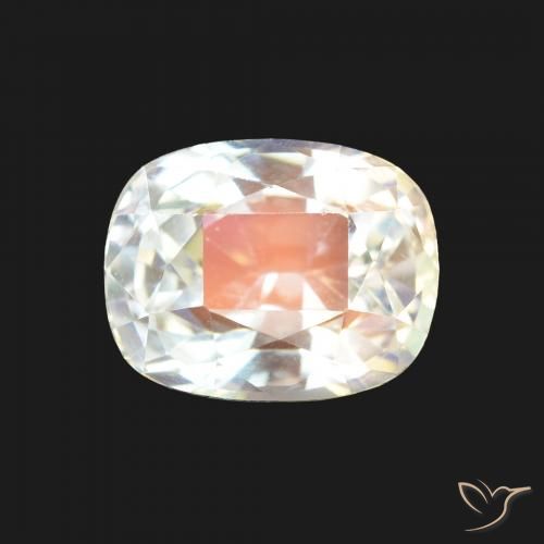 2.40ct Natural Branco multicor Pedra da Lua Arco-Íris, Almofada, VVS