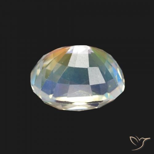 Pedra da Lua Arco-Íris Branco multicor Natural 2.40ct, Almofada, VVS