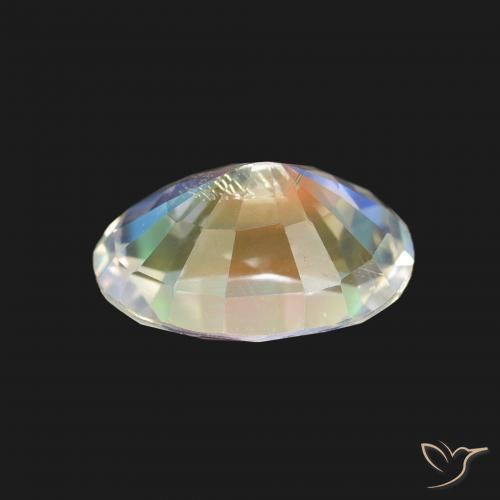 Pedra da Lua Arco-Íris Branco multicor Natural 1.64ct, oval, VS