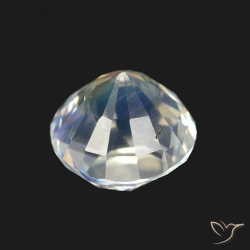 Pedra da Lua Arco-Íris Branco multicor Natural 1.59ct, Redondo, VVS-VS