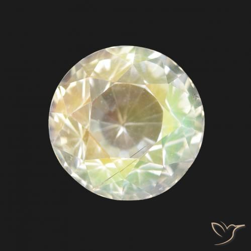 2.20ct Natural Branco multicor Pedra da Lua Arco-Íris, Redondo, VVS-VS
