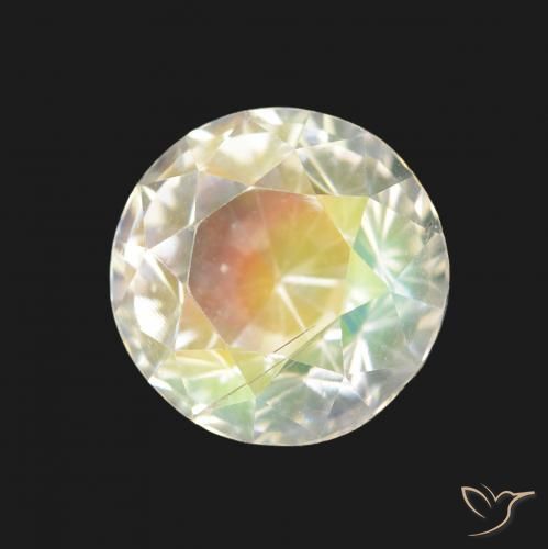 Pedra da Lua Arco-Íris Branco multicor Natural 2.20ct, Redondo, VVS-VS