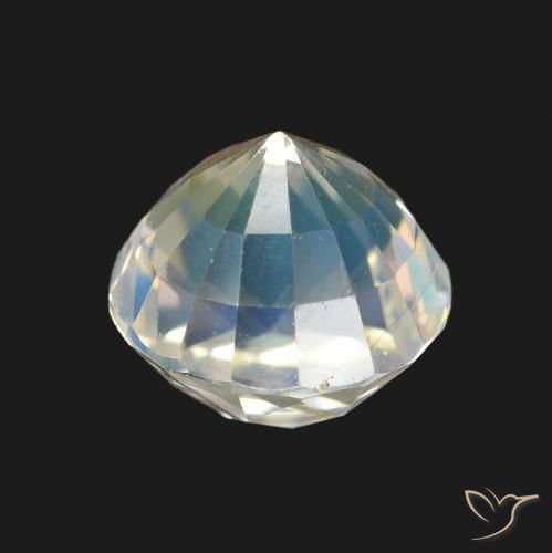 Pedra da Lua Arco-Íris Branco multicor Natural 2.20ct, Redondo, VVS-VS