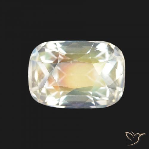 1.64ct Branco multicor Pedra da Lua Arco-Íris, Almofada, VVS-VS