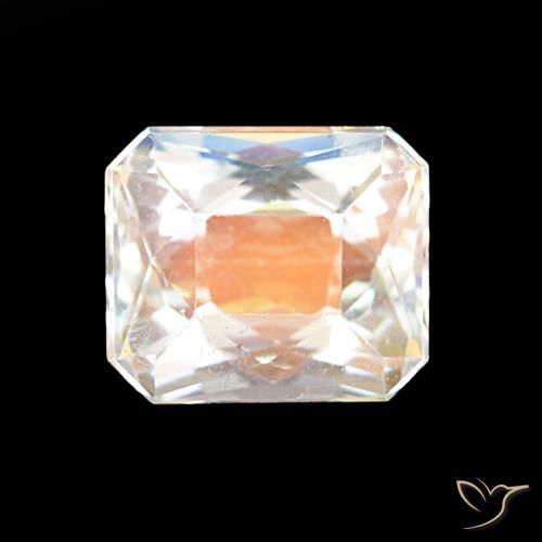 2.55ct Branco multicor Pedra da Lua Arco-Íris, Corte Esmeralda, VVS-VS