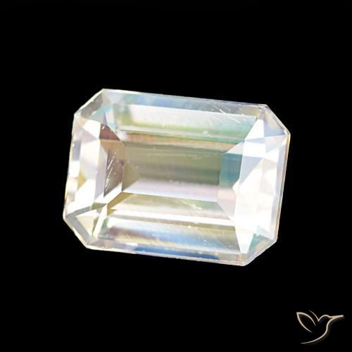 Pedra da Lua Arco-Íris Branco multicor Natural 1.77ct, Corte Octógono / Esmeralda, VVS-VS
