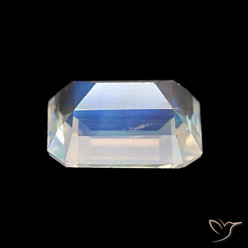 Pedra da Lua Arco-Íris Branco multicor Natural 1.77ct, Corte Octógono / Esmeralda, VVS-VS