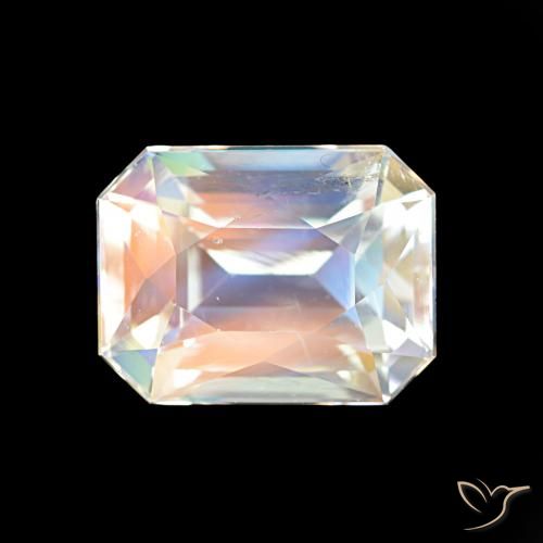 2.47ct Branco multicor Pedra da Lua Arco-Íris, Corte Esmeralda, VVS-VS