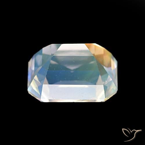 Pedra da Lua Arco-Íris Branco multicor Natural 2.47ct, Corte Octógono / Esmeralda, VVS-VS