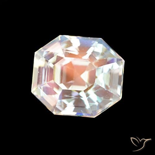 Pedra da Lua Arco-Íris Branco multicor Natural 2.19ct, Corte Octógono / Esmeralda, VS