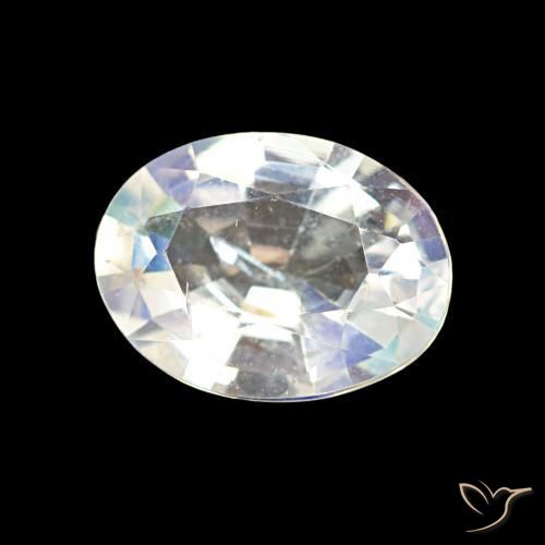 Pedra da Lua Arco-Íris Branco multicor Natural 1.18ct, oval, VS