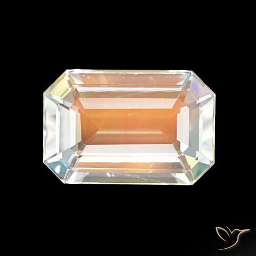 2.62ct Natural Branco multicor Pedra da Lua Arco-Íris, Corte Esmeralda, VVS