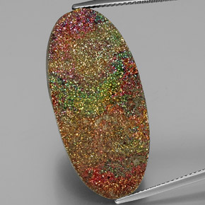 Pirita arco-íris multicolorido natural 35,58ct, corte oval, opaco