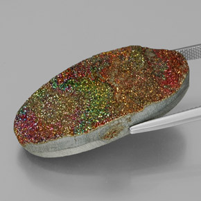Pirita arco-íris multicolorido natural 35,58ct, corte oval, opaco