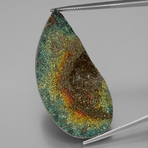 Pirita arco-íris multicolorido natural 39,36ct, forma extravagante, opaco