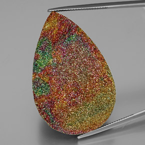 Pirita arco-íris multicolorido natural 81,18ct, formato de pêra, opaco