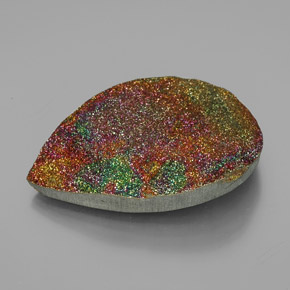 Pirita arco-íris multicolorido natural 81,18ct, formato de pêra, opaco