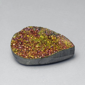 Pirita arco-íris multicolorido natural 12,55ct, formato de pêra, opaco