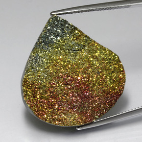 Pirita arco-íris Multicolorido Natural 33.73ct, Formato de pêra, Opaco