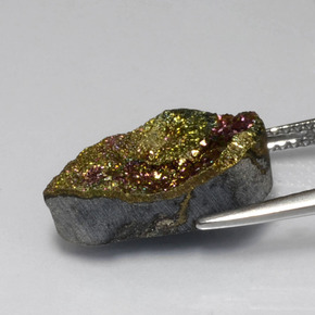 Pirita arco-íris Multicolorido Natural 7.82ct, Formato de pêra, Opaco