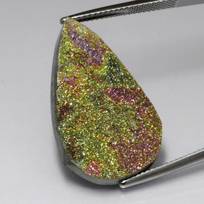 Pirita arco-íris multicolorido natural 16,45ct, formato de pêra, opaco