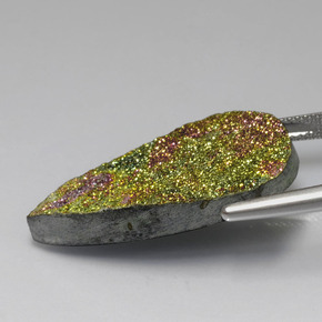 Pirita arco-íris multicolorido natural 16,45ct, formato de pêra, opaco