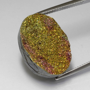 Pirita arco-íris multicolorido natural 18,80ct, corte oval, opaco