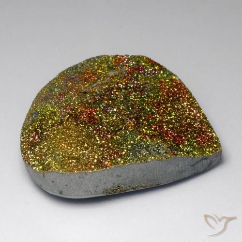 Pirita arco-íris Multicolorido Natural 130.91ct, Formato de pêra, Opaco