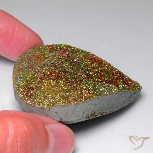 Pirita arco-íris Multicolorido Natural 130.91ct, Formato de pêra, Opaco