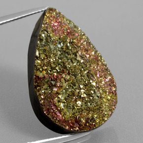Pirita arco-íris multicolorido natural 20,08ct, formato de pêra, opaco