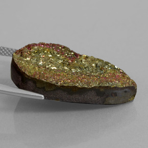 Pirita arco-íris multicolorido natural 20,08ct, formato de pêra, opaco