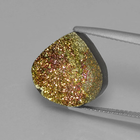 Pirita arco-íris multicolorido natural 6,93ct, formato de pêra, opaco