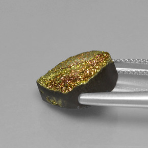 Pirita arco-íris multicolorido natural 6,93ct, formato de pêra, opaco