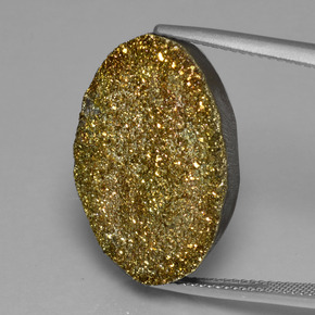 Pirita arco-íris multicolorido natural 17,40ct, corte oval, opaco