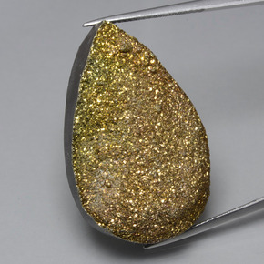 Pirita arco-íris multicolorido natural 42,88ct, formato de pêra, opaco