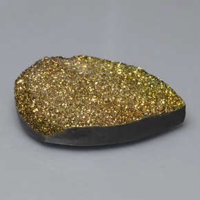 Pirita arco-íris multicolorido natural 42,88ct, formato de pêra, opaco