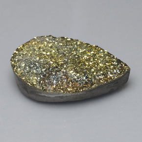 Pirita arco-íris amarelo natural 36,37ct, formato de pêra, opaco