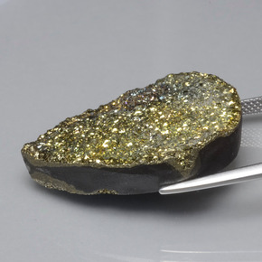 Pirita arco-íris amarelo natural 36,37ct, formato de pêra, opaco