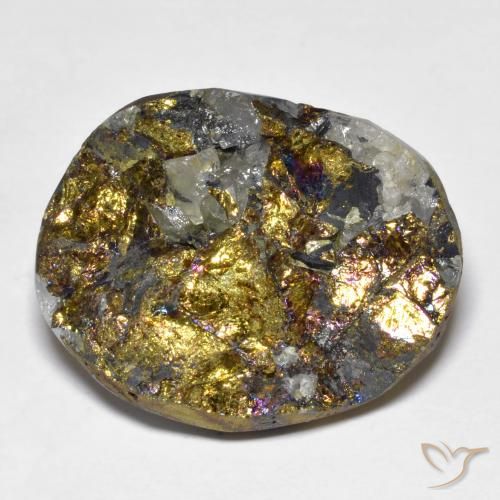 Pirita arco-íris multicolorido natural 32,58ct, forma extravagante, opaco