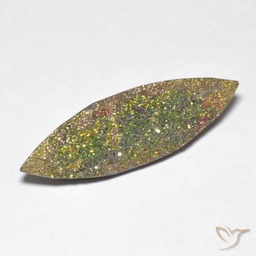 Pirita arco-íris multicolorido natural 5,52ct, marquise, opaco