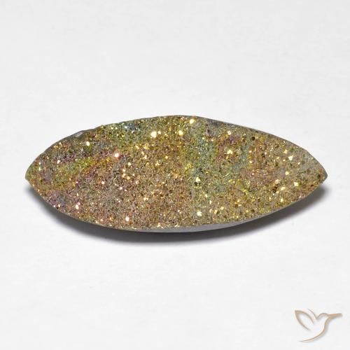 7.90ct Natural Multicolorido Pirita arco-íris, Marquesa, Opaco