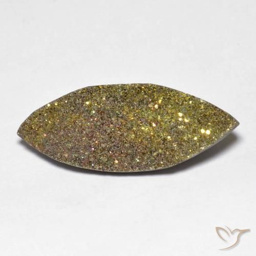 6.52ct Natural Multicolorido Pirita arco-íris, Marquesa, Opaco