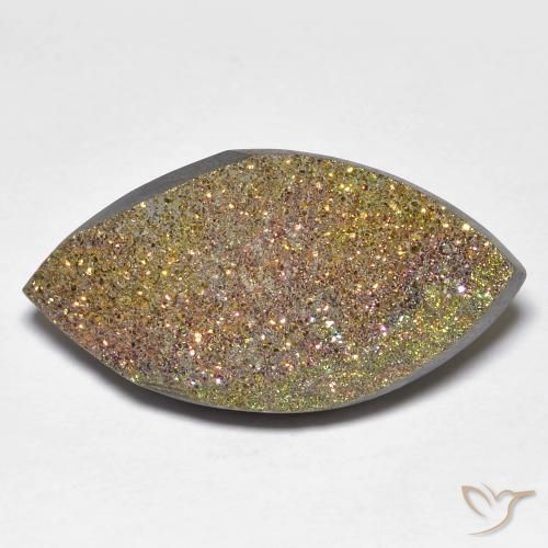 14.45ct Natural Multicolorido Pirita arco-íris, Marquesa, Opaco