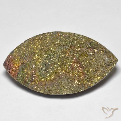 25.84ct Natural Multicolorido Pirita arco-íris, Marquesa, Opaco