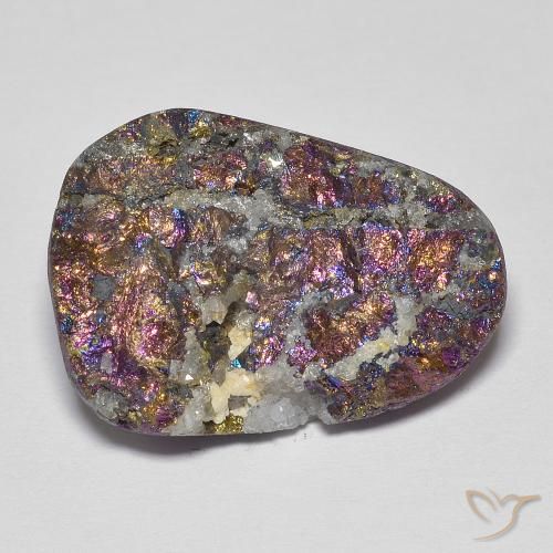 Pirita arco-íris multicolorido natural 19,67ct, forma extravagante, opaco
