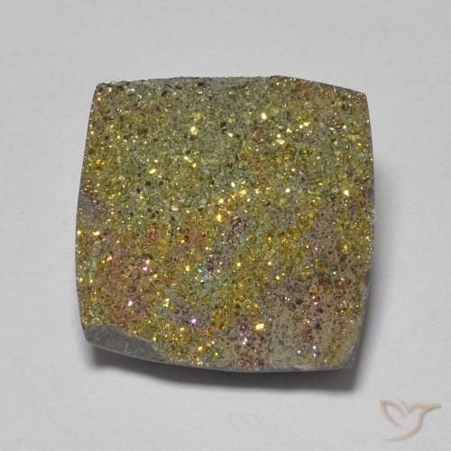 6.15ct Natural Multicolorido Pirita arco-íris, Quadrado, Opaco